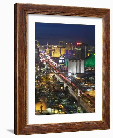 Elevated View of the Hotels and Casinos Along the Strip at Dusk, Las Vegas, Nevada, USA-Gavin Hellier-Framed Photographic Print