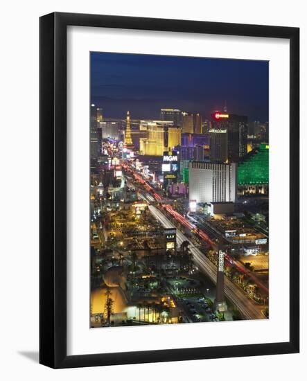 Elevated View of the Hotels and Casinos Along the Strip at Dusk, Las Vegas, Nevada, USA-Gavin Hellier-Framed Photographic Print