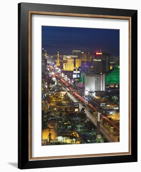 Elevated View of the Hotels and Casinos Along the Strip at Dusk, Las Vegas, Nevada, USA-Gavin Hellier-Framed Photographic Print