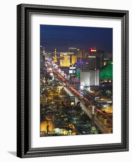 Elevated View of the Hotels and Casinos Along the Strip at Dusk, Las Vegas, Nevada, USA-Gavin Hellier-Framed Photographic Print