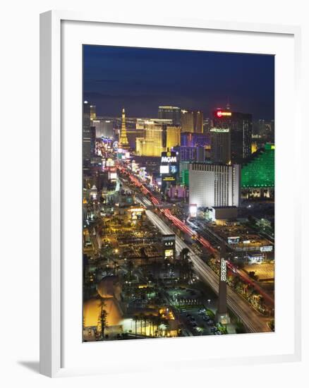 Elevated View of the Hotels and Casinos Along the Strip at Dusk, Las Vegas, Nevada, USA-Gavin Hellier-Framed Photographic Print