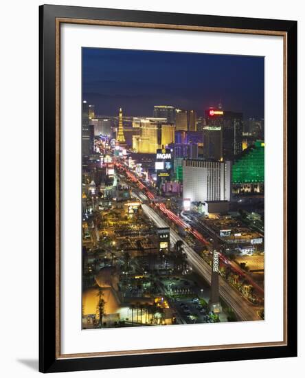 Elevated View of the Hotels and Casinos Along the Strip at Dusk, Las Vegas, Nevada, USA-Gavin Hellier-Framed Photographic Print