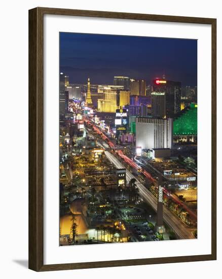 Elevated View of the Hotels and Casinos Along the Strip at Dusk, Las Vegas, Nevada, USA-Gavin Hellier-Framed Photographic Print