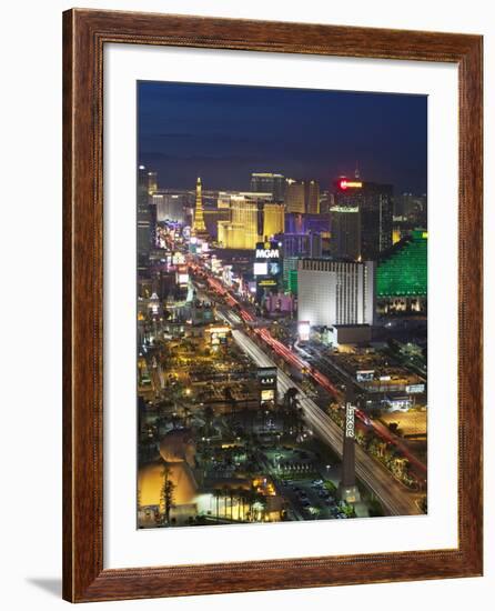 Elevated View of the Hotels and Casinos Along the Strip at Dusk, Las Vegas, Nevada, USA-Gavin Hellier-Framed Photographic Print