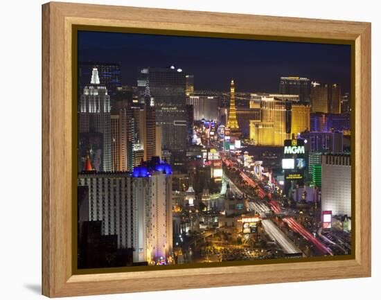 Elevated View of the Hotels and Casinos Along the Strip at Dusk, Las Vegas, Nevada, USA-Gavin Hellier-Framed Premier Image Canvas