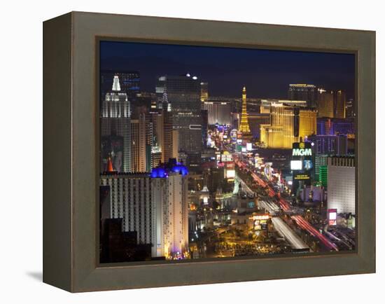 Elevated View of the Hotels and Casinos Along the Strip at Dusk, Las Vegas, Nevada, USA-Gavin Hellier-Framed Premier Image Canvas