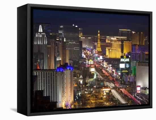 Elevated View of the Hotels and Casinos Along the Strip at Dusk, Las Vegas, Nevada, USA-Gavin Hellier-Framed Premier Image Canvas