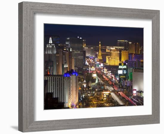 Elevated View of the Hotels and Casinos Along the Strip at Dusk, Las Vegas, Nevada, USA-Gavin Hellier-Framed Photographic Print