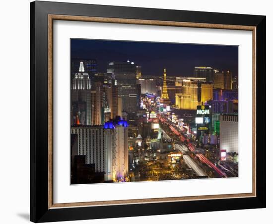 Elevated View of the Hotels and Casinos Along the Strip at Dusk, Las Vegas, Nevada, USA-Gavin Hellier-Framed Photographic Print