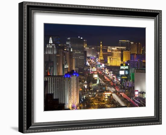 Elevated View of the Hotels and Casinos Along the Strip at Dusk, Las Vegas, Nevada, USA-Gavin Hellier-Framed Photographic Print