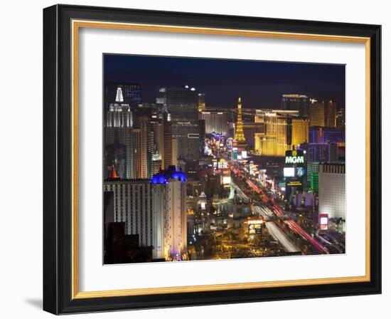 Elevated View of the Hotels and Casinos Along the Strip at Dusk, Las Vegas, Nevada, USA-Gavin Hellier-Framed Photographic Print