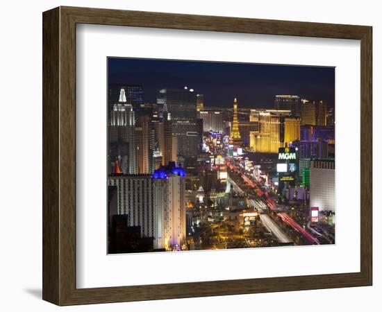 Elevated View of the Hotels and Casinos Along the Strip at Dusk, Las Vegas, Nevada, USA-Gavin Hellier-Framed Photographic Print