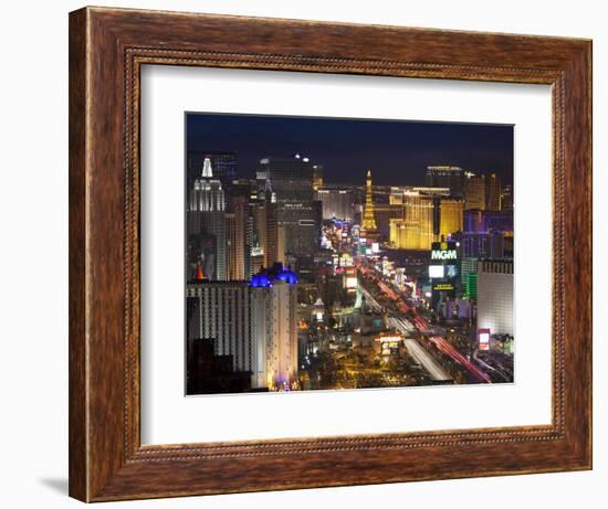 Elevated View of the Hotels and Casinos Along the Strip at Dusk, Las Vegas, Nevada, USA-Gavin Hellier-Framed Photographic Print