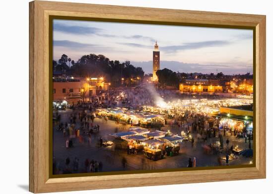 Elevated View of the Koutoubia Mosque at Dusk from Djemaa El-Fna-Gavin Hellier-Framed Premier Image Canvas