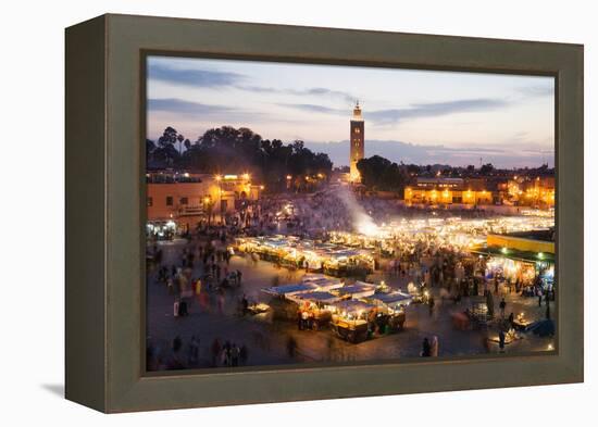 Elevated View of the Koutoubia Mosque at Dusk from Djemaa El-Fna-Gavin Hellier-Framed Premier Image Canvas