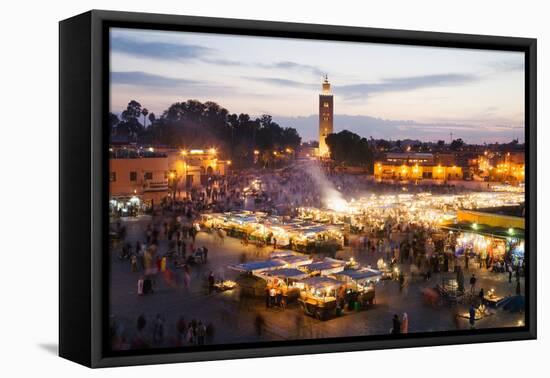 Elevated View of the Koutoubia Mosque at Dusk from Djemaa El-Fna-Gavin Hellier-Framed Premier Image Canvas