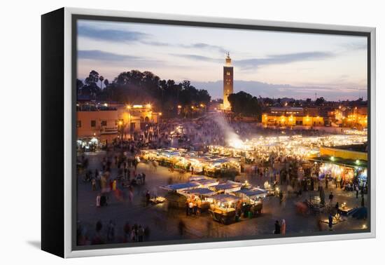 Elevated View of the Koutoubia Mosque at Dusk from Djemaa El-Fna-Gavin Hellier-Framed Premier Image Canvas