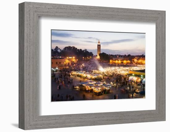 Elevated View of the Koutoubia Mosque at Dusk from Djemaa El-Fna-Gavin Hellier-Framed Photographic Print