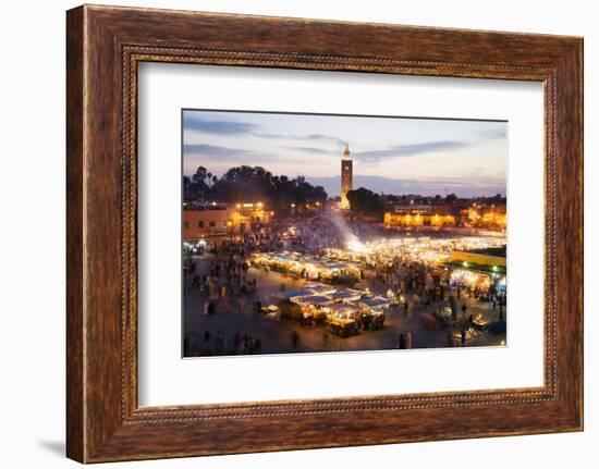 Elevated View of the Koutoubia Mosque at Dusk from Djemaa El-Fna-Gavin Hellier-Framed Photographic Print