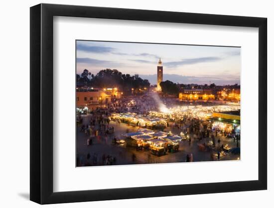 Elevated View of the Koutoubia Mosque at Dusk from Djemaa El-Fna-Gavin Hellier-Framed Photographic Print