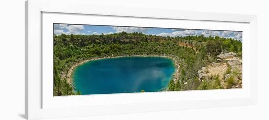 Elevated view of the lagoon, Lagunas de Canada del Hoyo, Serrania de Cuenca, Cuenca, Castilla-La...-null-Framed Photographic Print