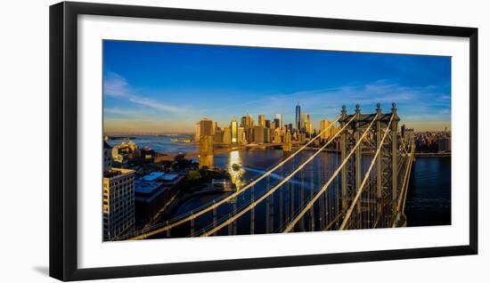 Elevated view of the Manhattan Bridge, New York City, New York State, USA-null-Framed Photographic Print