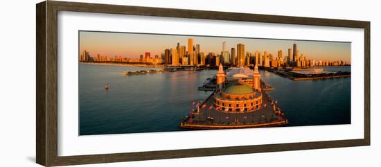 Elevated view of the Navy Pier, Chicago, Illinois, USA-null-Framed Photographic Print