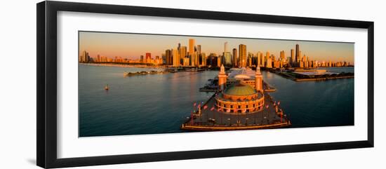 Elevated view of the Navy Pier, Chicago, Illinois, USA-null-Framed Photographic Print