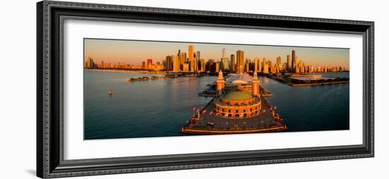 Elevated view of the Navy Pier, Chicago, Illinois, USA-null-Framed Photographic Print