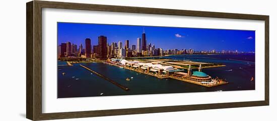 Elevated view of the Navy Pier, Chicago, Illinois, USA-null-Framed Photographic Print