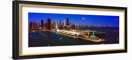 Elevated view of the Navy Pier, Chicago, Illinois, USA-null-Framed Photographic Print