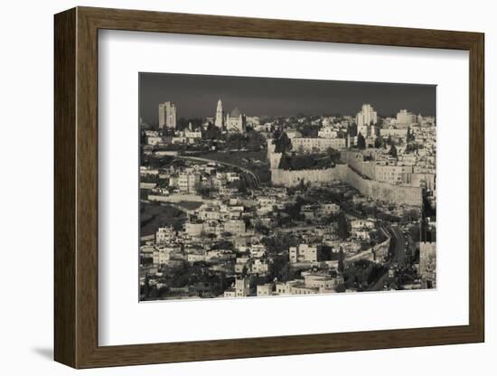 Elevated view of the Old City at dawn, Jerusalem, Israel-null-Framed Photographic Print