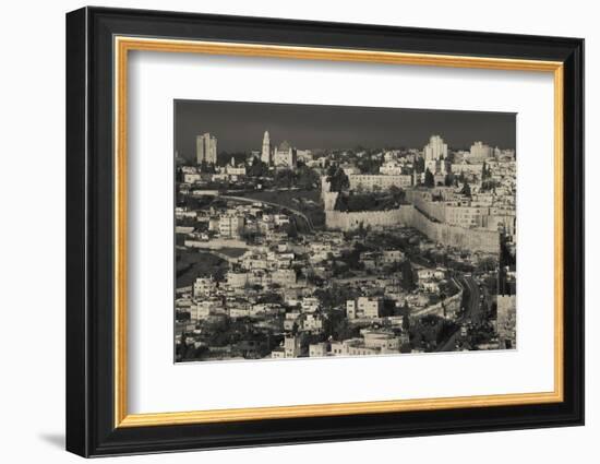 Elevated view of the Old City at dawn, Jerusalem, Israel-null-Framed Photographic Print