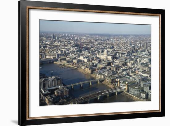 Elevated View of the River Thames and London Skyline Looking West, London, England, UK-Amanda Hall-Framed Photographic Print