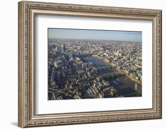 Elevated View of the River Thames and London Skyline Looking West, London, England, UK-Amanda Hall-Framed Photographic Print