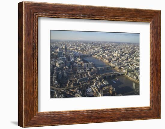 Elevated View of the River Thames and London Skyline Looking West, London, England, UK-Amanda Hall-Framed Photographic Print