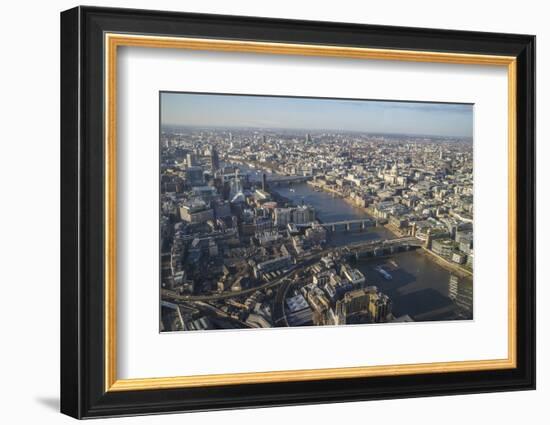 Elevated View of the River Thames and London Skyline Looking West, London, England, UK-Amanda Hall-Framed Photographic Print