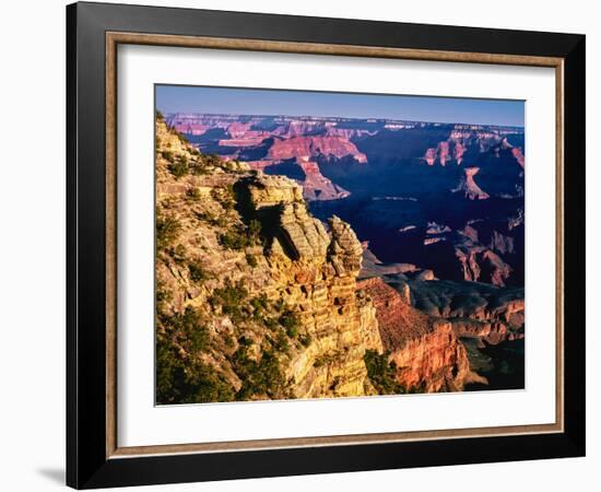 Elevated view of the rock formations in a canyon, Mather Point, South Rim, Grand Canyon National...-null-Framed Photographic Print