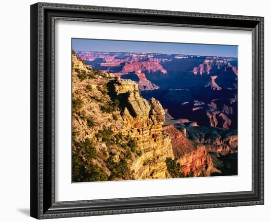 Elevated view of the rock formations in a canyon, Mather Point, South Rim, Grand Canyon National...-null-Framed Photographic Print