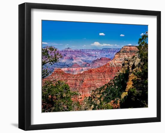 Elevated view of the rock formations in a canyon, Yavapai Point, South Rim, Grand Canyon Nationa...-null-Framed Photographic Print