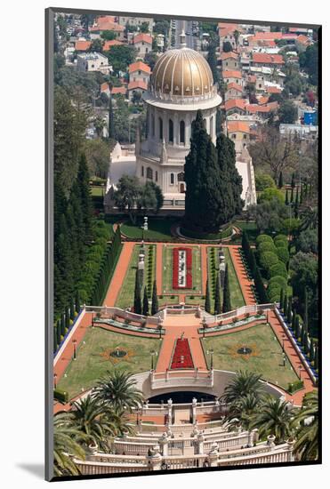 Elevated view of the Terraces of the Shrine of the Bab, Bahai Gardens, German Colony Plaza, Haif...-null-Mounted Photographic Print