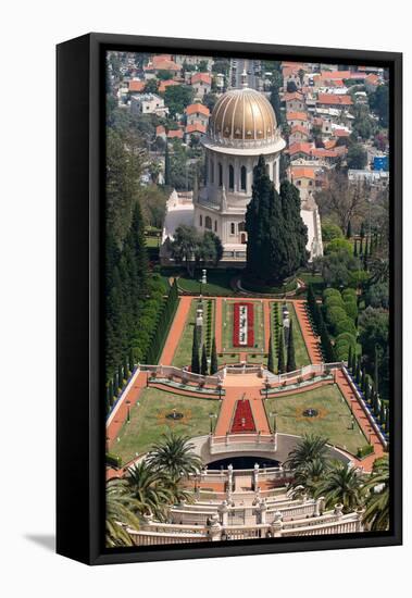 Elevated view of the Terraces of the Shrine of the Bab, Bahai Gardens, German Colony Plaza, Haif...-null-Framed Premier Image Canvas