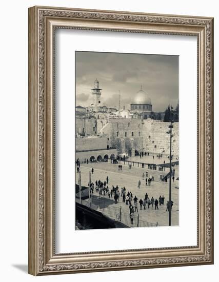 Elevated view of the Western Wall Plaza, Jewish Quarter, Old City, Jerusalem, Israel-null-Framed Photographic Print