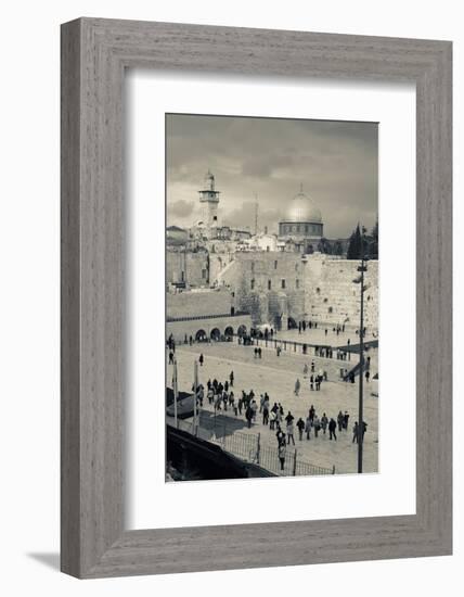 Elevated view of the Western Wall Plaza, Jewish Quarter, Old City, Jerusalem, Israel-null-Framed Photographic Print