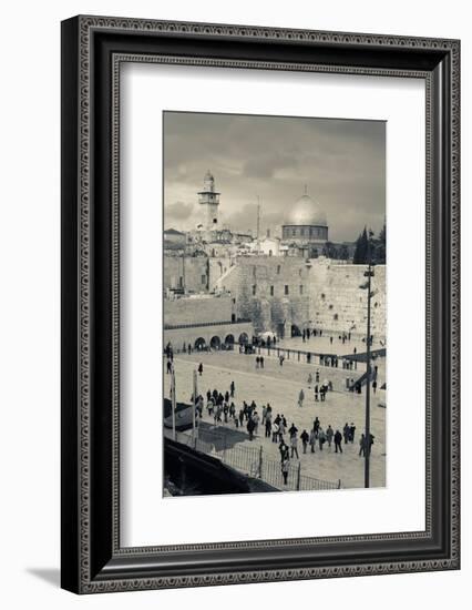 Elevated view of the Western Wall Plaza, Jewish Quarter, Old City, Jerusalem, Israel-null-Framed Photographic Print