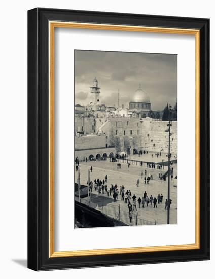 Elevated view of the Western Wall Plaza, Jewish Quarter, Old City, Jerusalem, Israel-null-Framed Photographic Print