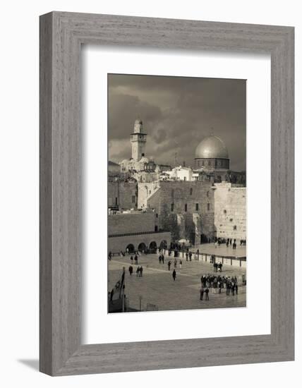 Elevated view of the Western Wall Plaza, Jewish Quarter, Old City, Jerusalem, Israel-null-Framed Photographic Print