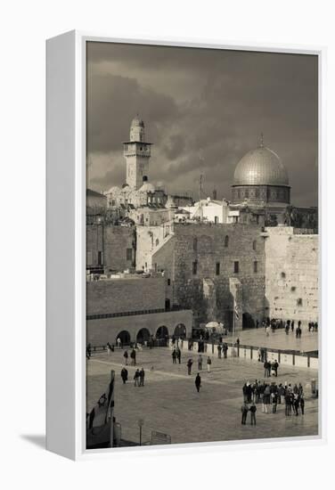 Elevated view of the Western Wall Plaza, Jewish Quarter, Old City, Jerusalem, Israel-null-Framed Premier Image Canvas