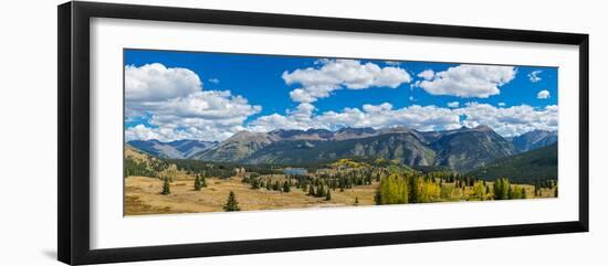 Elevated view of trees on landscape from Molas Pass on U.S. Route 550, Silverton, San Juan Mount...-null-Framed Photographic Print