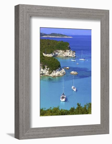 Elevated View of Voutoumi Bay, Antipaxos, the Ionian Islands, Greek Islands, Greece, Europe-Neil Farrin-Framed Photographic Print